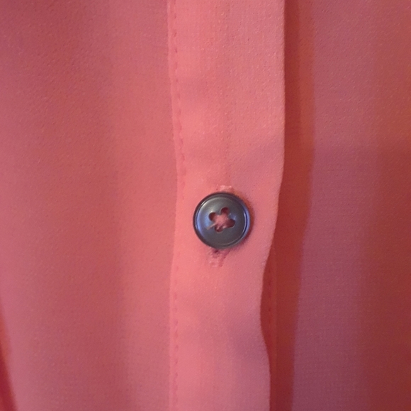 HAVE womens peach chiffon sleeveless button up ruffled top size XL - Picture 5 of 9